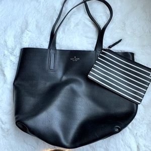Kate Spade black reversible large tote & pouch